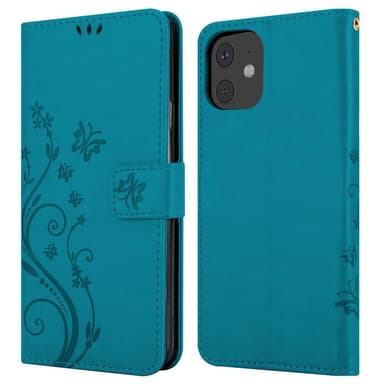 iPhone 11 lommebokdeksel Blomster (blå)