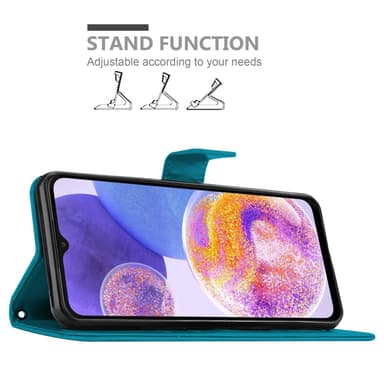 Samsung Galaxy A23 4G lommebokdeksel Blomster (blå)