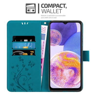 Samsung Galaxy A23 4G lommebokdeksel Blomster (blå)