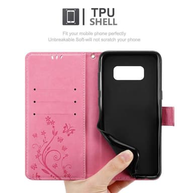 Samsung Galaxy S8 PLUS lommebokdeksel Blomster (rosa)