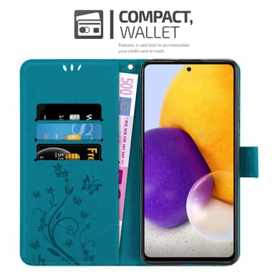 Samsung Galaxy A73 5G lommebokdeksel Blomster (blå)