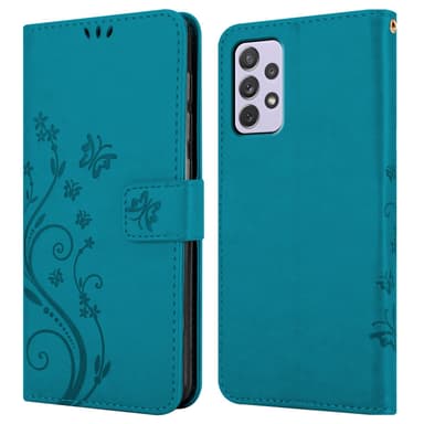 Samsung Galaxy A73 5G lommebokdeksel Blomster (blå)