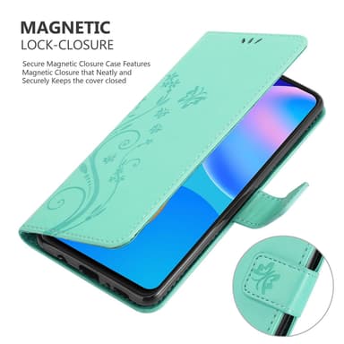 Huawei P SMART 2021 lommebokdeksel Blomster (turkis)