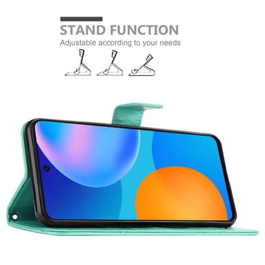 Huawei P SMART 2021 lommebokdeksel Blomster (turkis)