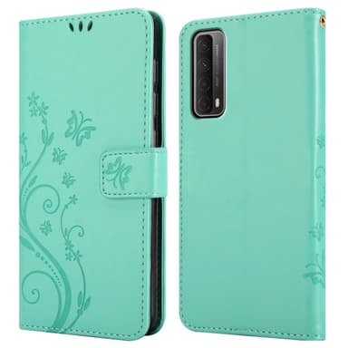 Huawei P SMART 2021 lommebokdeksel Blomster (turkis)