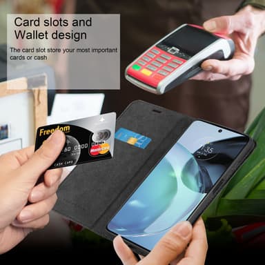 Motorola MOTO G72 lommebokdeksel case (svart)