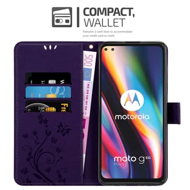 Motorola MOTO G 5G PLUS lommebokdeksel Blomster (Lilla)
