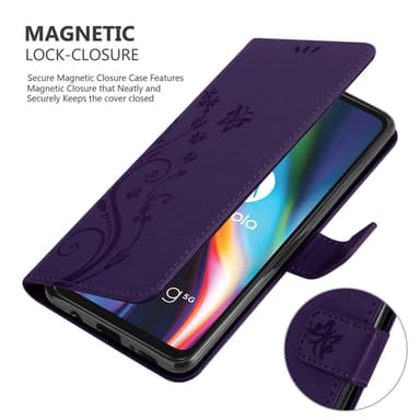 Motorola MOTO G 5G PLUS lommebokdeksel Blomster (Lilla)