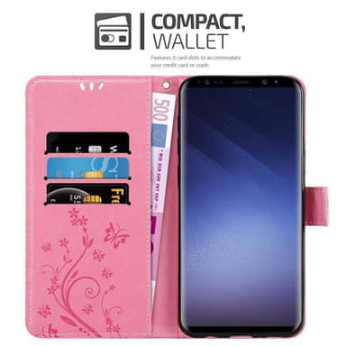 Samsung Galaxy S9 PLUS lommebokdeksel Blomster (rosa)