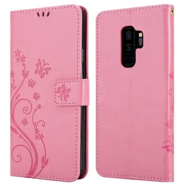 Samsung Galaxy S9 PLUS lommebokdeksel Blomster (rosa)
