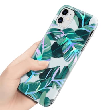 iPhone 11 lommebokdeksel Blomster (hvit)