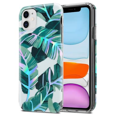 iPhone 11 lommebokdeksel Blomster (hvit)