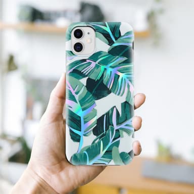 iPhone 11 lommebokdeksel Blomster (hvit)