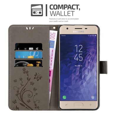 Samsung Galaxy J3 2018 lommebokdeksel Blomster (grå)