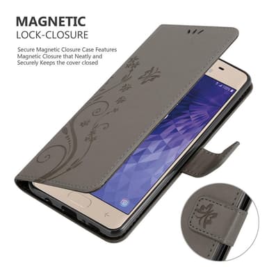 Samsung Galaxy J3 2018 lommebokdeksel Blomster (grå)