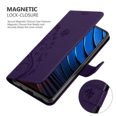 Xiaomi POCO X3 GT lommebokdeksel Blomster (lilla)