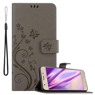 Samsung Galaxy J3 2018 lommebokdeksel Blomster (grå)