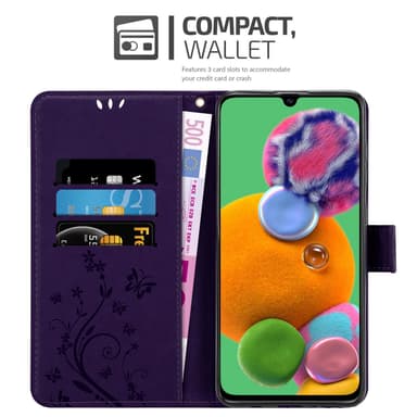 Samsung Galaxy A90 5G lommebokdeksel Blomster (lilla)