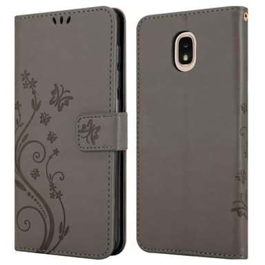 Samsung Galaxy J3 2018 lommebokdeksel Blomster (grå)