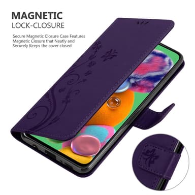 Samsung Galaxy A90 5G lommebokdeksel Blomster (lilla)
