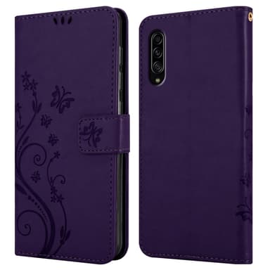 Samsung Galaxy A90 5G lommebokdeksel Blomster (lilla)