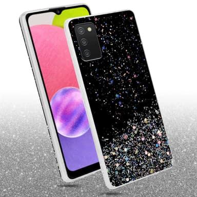 Samsung Galaxy A03s Silikondeksel Glitter (Svart)