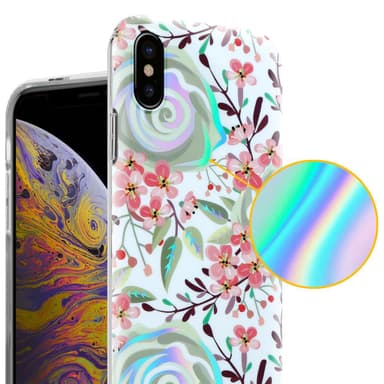 iPhone XS MAX lommebokdeksel Blomster (hvit)