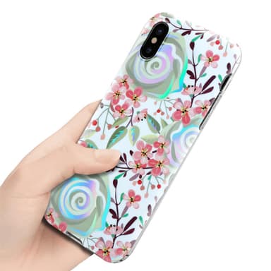 iPhone XS MAX lommebokdeksel Blomster (hvit)