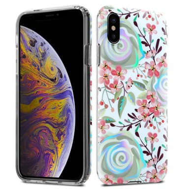 iPhone XS MAX lommebokdeksel Blomster (hvit)