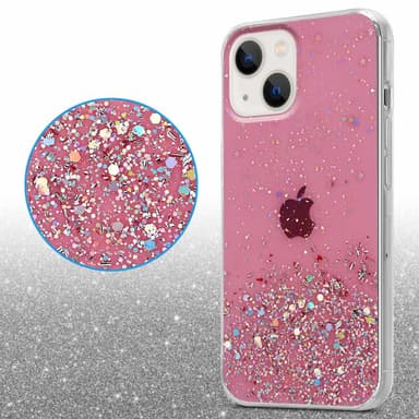 iPhone 14 Silikondeksel Glitter (rosa)
