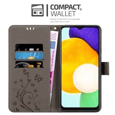 Samsung Galaxy A13 5G lommebokdeksel Blomster (grå)