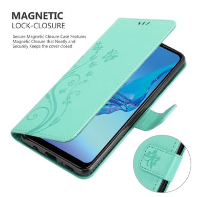 Oppo A53s lommebokdeksel Blomster (Turkis)