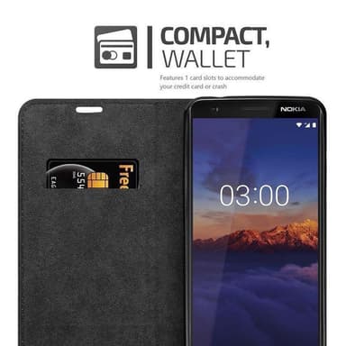 Nokia 3.1 lommebokdeksel case (svart)