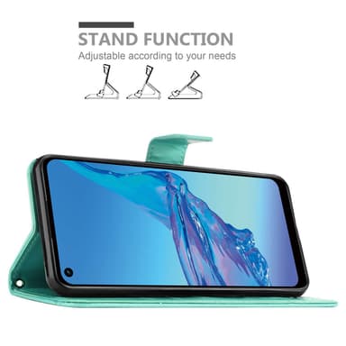 Oppo A53s lommebokdeksel Blomster (Turkis)