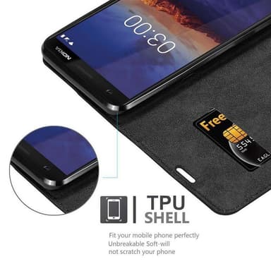 Nokia 3.1 lommebokdeksel case (svart)