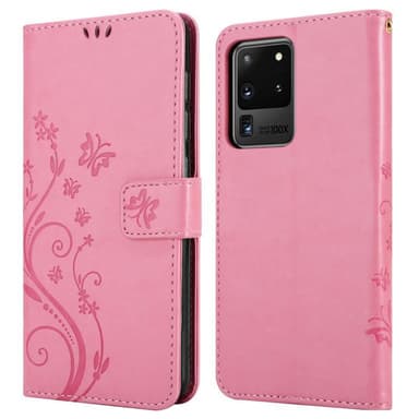 Samsung Galaxy S20 ULTRA lommebokdeksel Blomster (rosa)