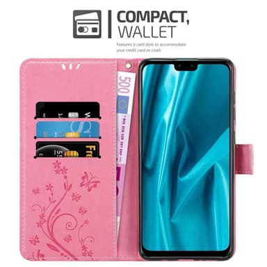 Huawei Y9 2019 lommebokdeksel Blomster (rosa)