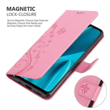 Huawei Y9 2019 lommebokdeksel Blomster (rosa)