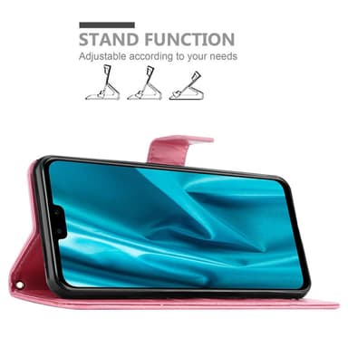 Huawei Y9 2019 lommebokdeksel Blomster (rosa)