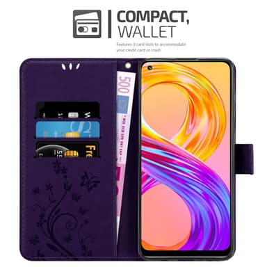 Realme 8 4G / 8 PRO lommebokdeksel Blomster (lilla)