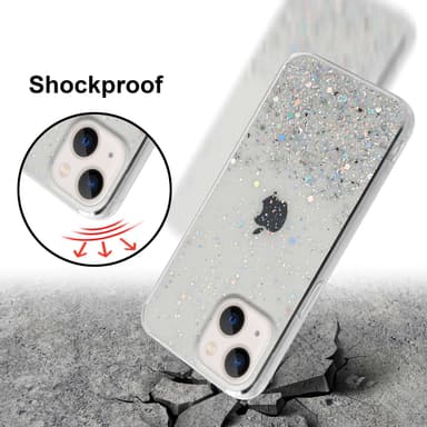 iPhone 14 Silikondeksel Glitter (gjennomsiktig)