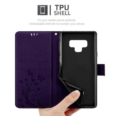 Samsung Galaxy NOTE 9 lommebokdeksel Blomster (lilla)