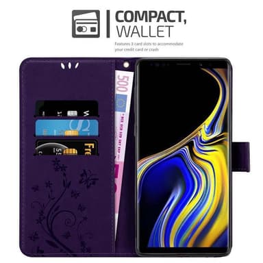 Samsung Galaxy NOTE 9 lommebokdeksel Blomster (lilla)