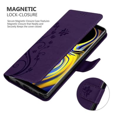 Samsung Galaxy NOTE 9 lommebokdeksel Blomster (lilla)