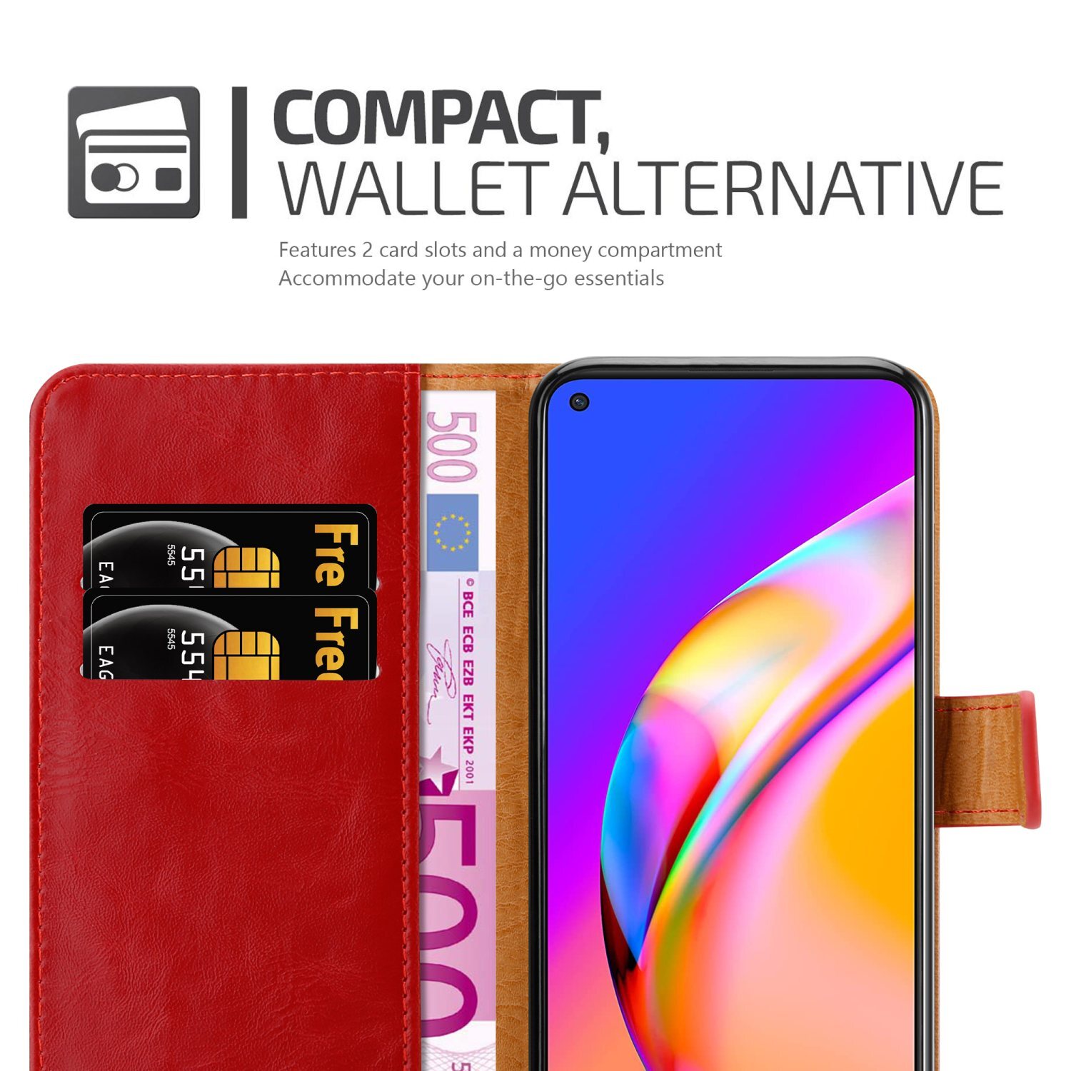 Oppo A94 5G lommebokdeksel etui (rød)