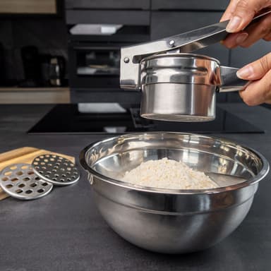 Potetstapper i rustfritt stål Spätzlepress (sølv)