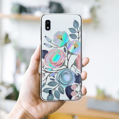 Samsung Galaxy A10 / M10 lommebokdeksel Blomster (hvit)