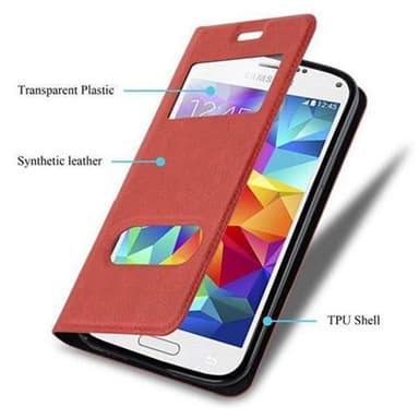 Samsung Galaxy S5 / S5 NEO lommebokdeksel cover (rød)