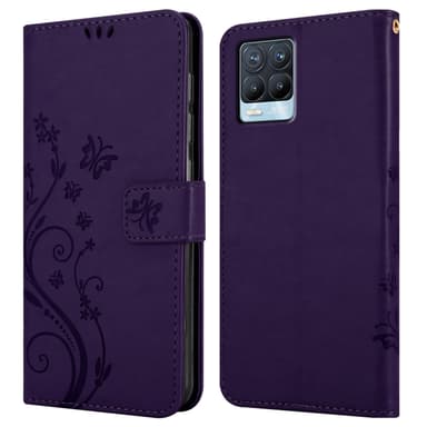 Realme 8 4G / 8 PRO lommebokdeksel Blomster (lilla)