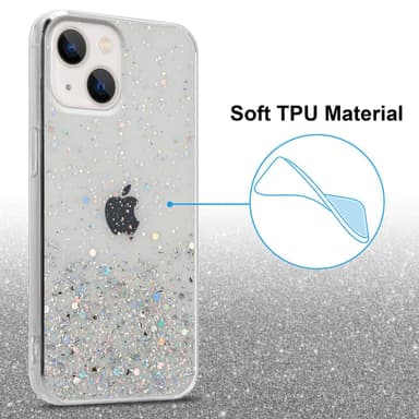 iPhone 14 Silikondeksel Glitter (gjennomsiktig)